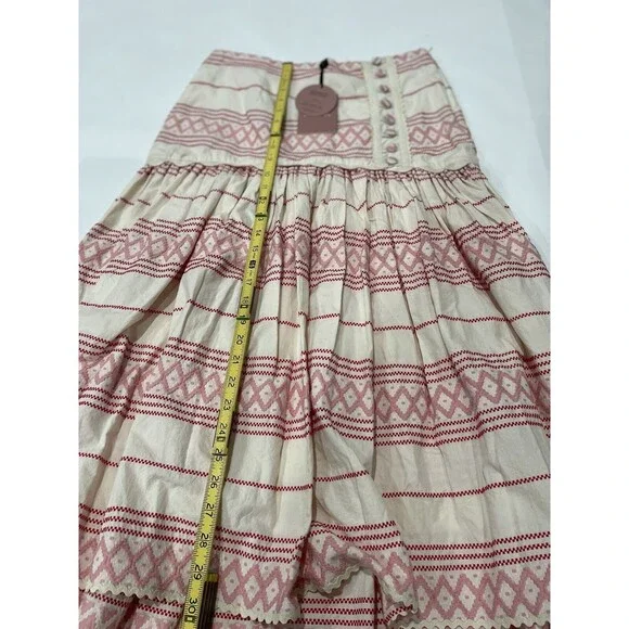 Anthropologie Raissa Skirt Boho High Low Ivory Preppy Vacay Retro Medium NWT - Picture 9 of 15